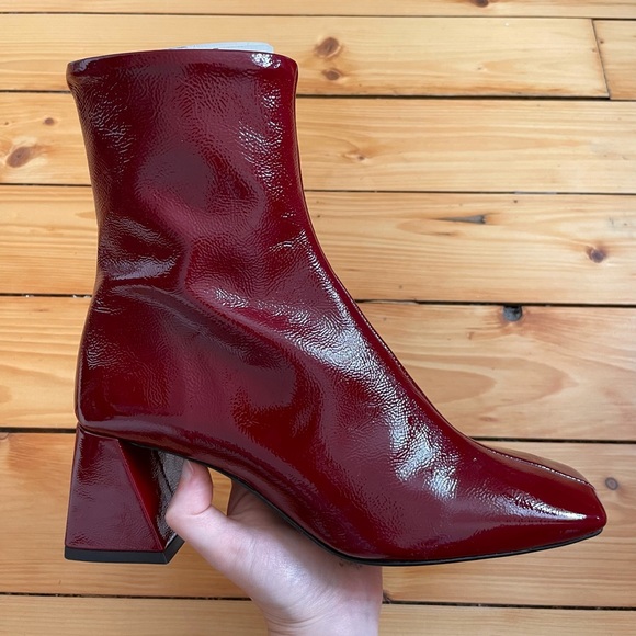 L’Intervalle Red Leather Ankle Boots US Size 6 - Picture 2 of 4